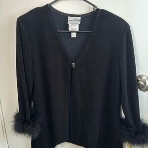 Joseph ribkoff women’s black ‘throw over’ thin open front cardigan NWT sz 10